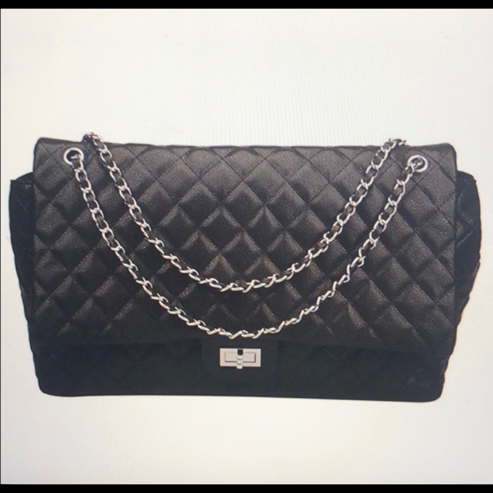 Black quilted travel bag